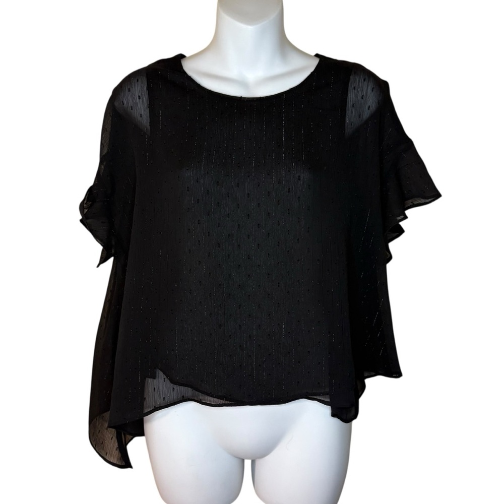 Express Sheer Metallic Swiss Dot Blouse – Size XS